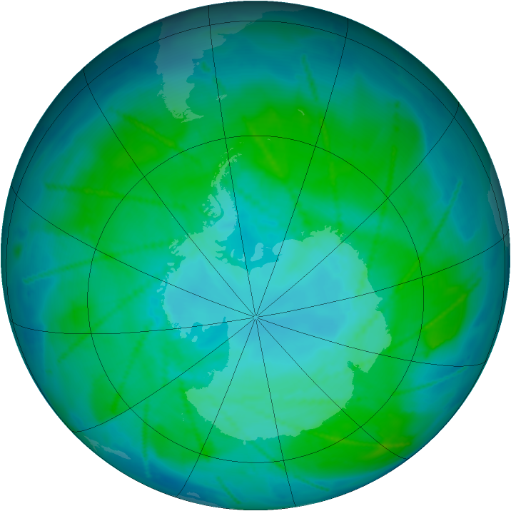 Antarctic ozone map for 11 January 2011